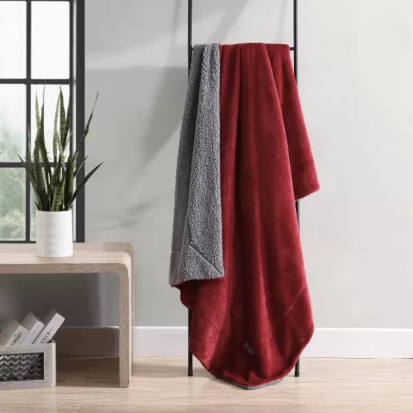 imageEddie Bauer UltraPlush Collection Throw BlanketReversible Sherpa Fleece Cover Soft amp Cozy Perfect for Bed or Couch BlueThrow Red