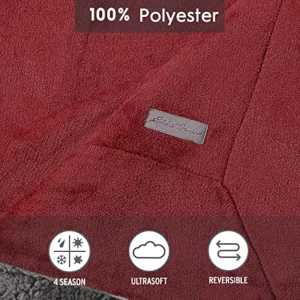 imageEddie Bauer UltraPlush Collection Throw BlanketReversible Sherpa Fleece Cover Soft amp Cozy Perfect for Bed or Couch BlueThrow Red