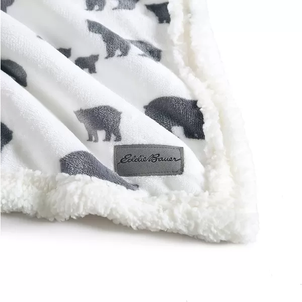 imageEddie Bauer UltraPlush Collection Throw BlanketReversible Sherpa Fleece Cover Soft amp Cozy Perfect for Bed or Couch Emperor PenguinBear Village GreyWhite