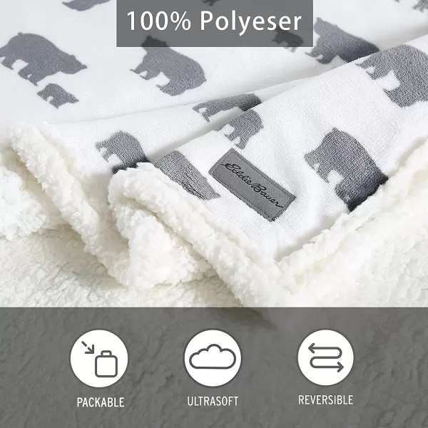 imageEddie Bauer UltraPlush Collection Throw BlanketReversible Sherpa Fleece Cover Soft amp Cozy Perfect for Bed or Couch Emperor PenguinBear Village GreyWhite