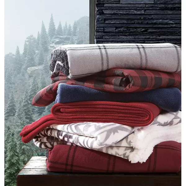 imageEddie Bauer UltraPlush Collection Throw BlanketReversible Sherpa Fleece Cover Soft amp Cozy Perfect for Bed or Couch Emperor PenguinClyde Hill Stripe