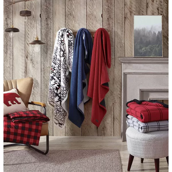 imageEddie Bauer UltraPlush Collection Throw BlanketReversible Sherpa Fleece Cover Soft amp Cozy Perfect for Bed or Couch Emperor PenguinClyde Hill Stripe