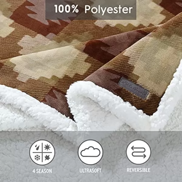 imageEddie Bauer UltraPlush Collection Throw BlanketReversible Sherpa Fleece Cover Soft amp Cozy Perfect for Bed or Couch Emperor PenguinCopper Creek Brown