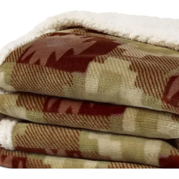 imageEddie Bauer UltraPlush Collection Throw BlanketReversible Sherpa Fleece Cover Soft amp Cozy Perfect for Bed or Couch Emperor PenguinCopper Creek Brown
