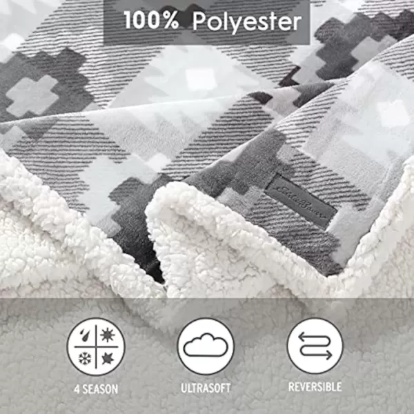 imageEddie Bauer UltraPlush Collection Throw BlanketReversible Sherpa Fleece Cover Soft amp Cozy Perfect for Bed or Couch Emperor PenguinCopper Creek Grey