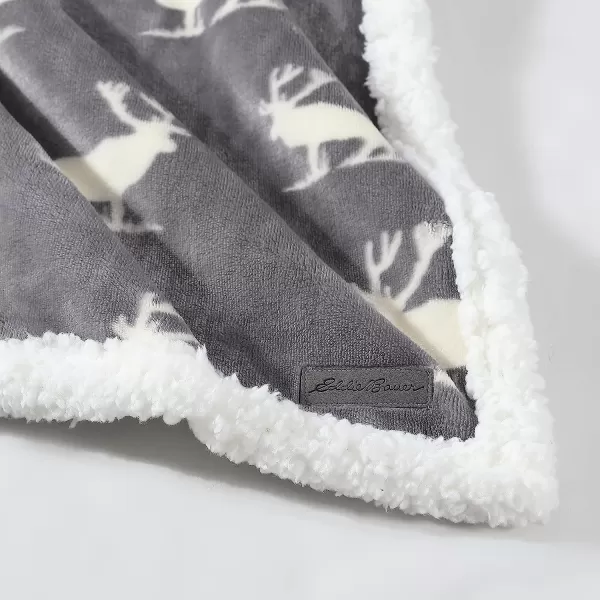 imageEddie Bauer UltraPlush Collection Throw BlanketReversible Sherpa Fleece Cover Soft amp Cozy Perfect for Bed or Couch Emperor PenguinElk Stance Grey