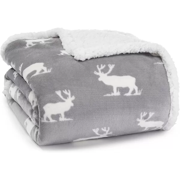 imageEddie Bauer UltraPlush Collection Throw BlanketReversible Sherpa Fleece Cover Soft amp Cozy Perfect for Bed or Couch Emperor PenguinElk Stance Grey