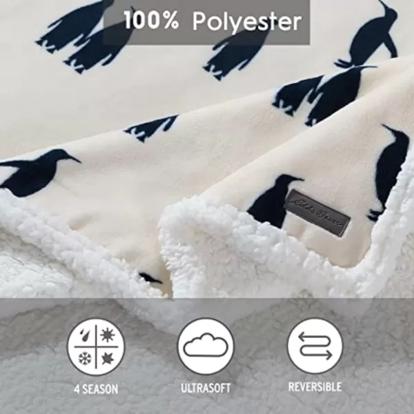 imageEddie Bauer UltraPlush Collection Throw BlanketReversible Sherpa Fleece Cover Soft amp Cozy Perfect for Bed or Couch Emperor PenguinEmperor Penguin