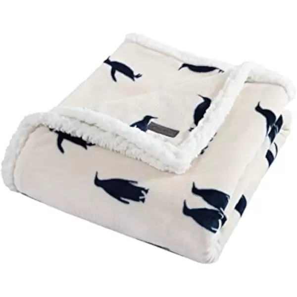imageEddie Bauer UltraPlush Collection Throw BlanketReversible Sherpa Fleece Cover Soft amp Cozy Perfect for Bed or Couch Emperor PenguinEmperor Penguin