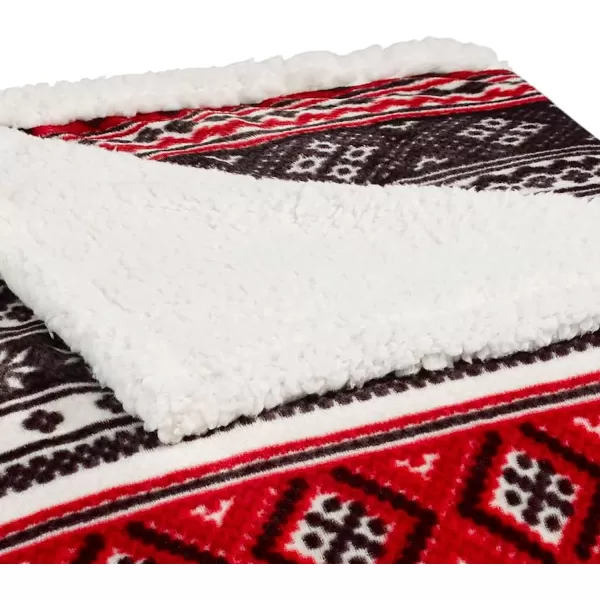 imageEddie Bauer UltraPlush Collection Throw BlanketReversible Sherpa Fleece Cover Soft amp Cozy Perfect for Bed or Couch Emperor PenguinFair Isle RedBlack