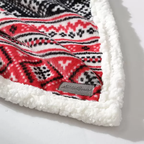imageEddie Bauer UltraPlush Collection Throw BlanketReversible Sherpa Fleece Cover Soft amp Cozy Perfect for Bed or Couch Emperor PenguinFair Isle RedBlack