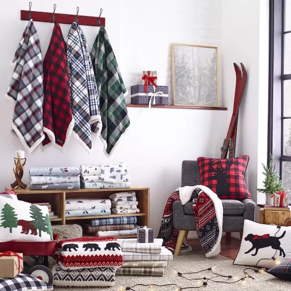 imageEddie Bauer UltraPlush Collection Throw BlanketReversible Sherpa Fleece Cover Soft amp Cozy Perfect for Bed or Couch Emperor PenguinFair Isle RedBlack