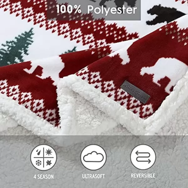 imageEddie Bauer UltraPlush Collection Throw BlanketReversible Sherpa Fleece Cover Soft amp Cozy Perfect for Bed or Couch Emperor PenguinGrizzly Peak Red