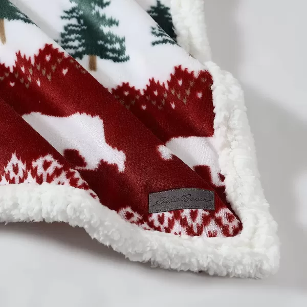 imageEddie Bauer UltraPlush Collection Throw BlanketReversible Sherpa Fleece Cover Soft amp Cozy Perfect for Bed or Couch Emperor PenguinGrizzly Peak Red