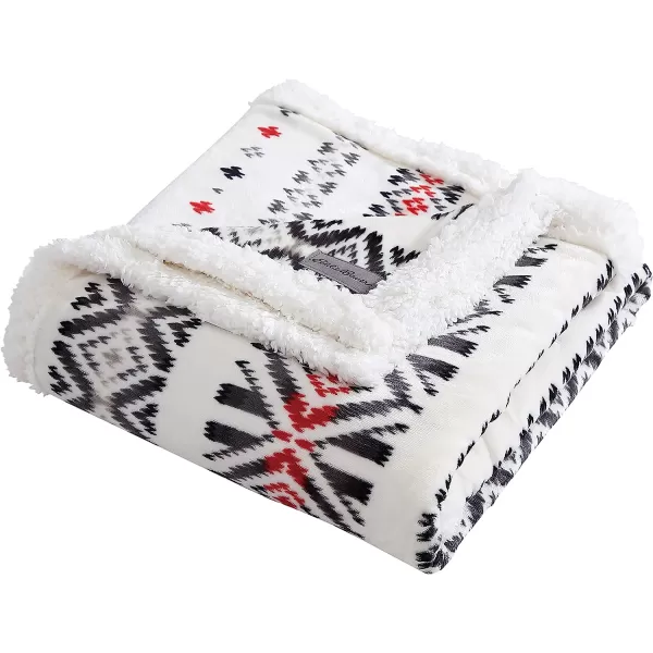 imageEddie Bauer UltraPlush Collection Throw BlanketReversible Sherpa Fleece Cover Soft amp Cozy Perfect for Bed or Couch Emperor PenguinMountain Village Red