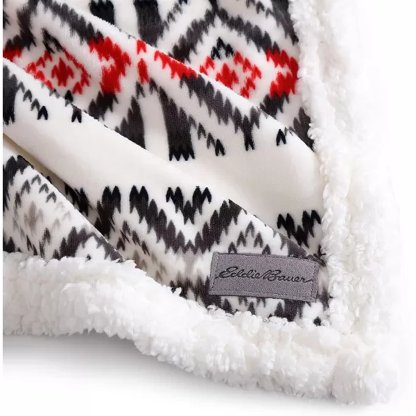 imageEddie Bauer UltraPlush Collection Throw BlanketReversible Sherpa Fleece Cover Soft amp Cozy Perfect for Bed or Couch Emperor PenguinMountain Village Red