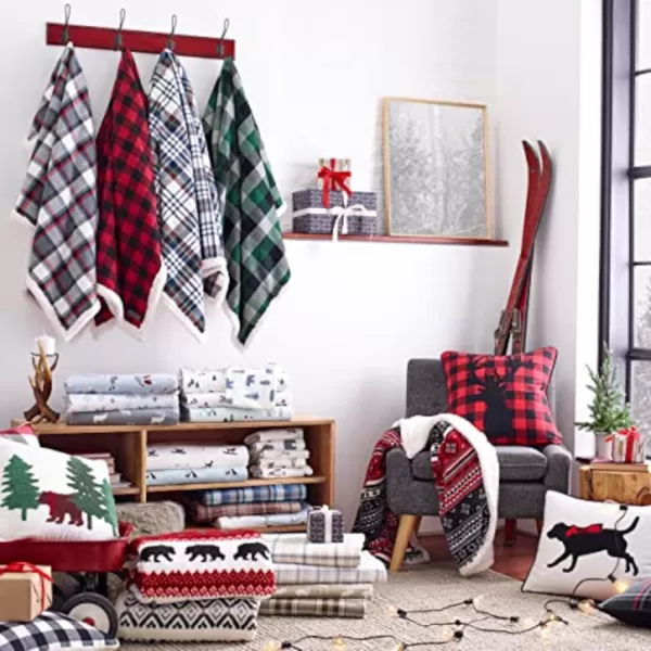 imageEddie Bauer UltraPlush Collection Throw BlanketReversible Sherpa Fleece Cover Soft amp Cozy Perfect for Bed or Couch Emperor PenguinMountain Village Red