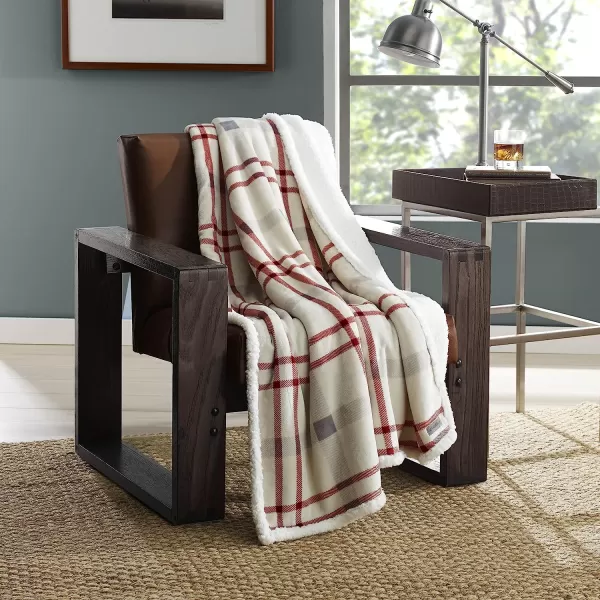 imageEddie Bauer UltraPlush Collection Throw BlanketReversible Sherpa Fleece Cover Soft amp Cozy Perfect for Bed or Couch Emperor PenguinNew Castle Red