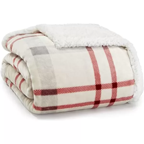 imageEddie Bauer UltraPlush Collection Throw BlanketReversible Sherpa Fleece Cover Soft amp Cozy Perfect for Bed or Couch Emperor PenguinNew Castle Red