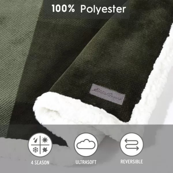 imageEddie Bauer UltraPlush Collection Throw BlanketReversible Sherpa Fleece Cover Soft amp Cozy Perfect for Bed or Couch Emperor PenguinPine Plaid GreenBlack