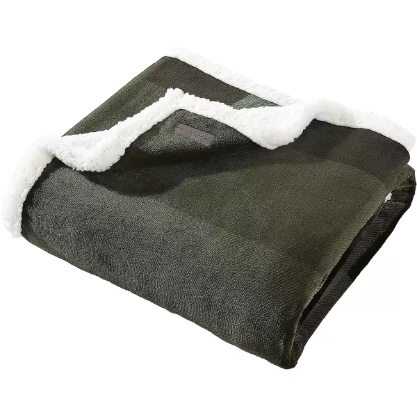 imageEddie Bauer UltraPlush Collection Throw BlanketReversible Sherpa Fleece Cover Soft amp Cozy Perfect for Bed or Couch Emperor PenguinPine Plaid GreenBlack
