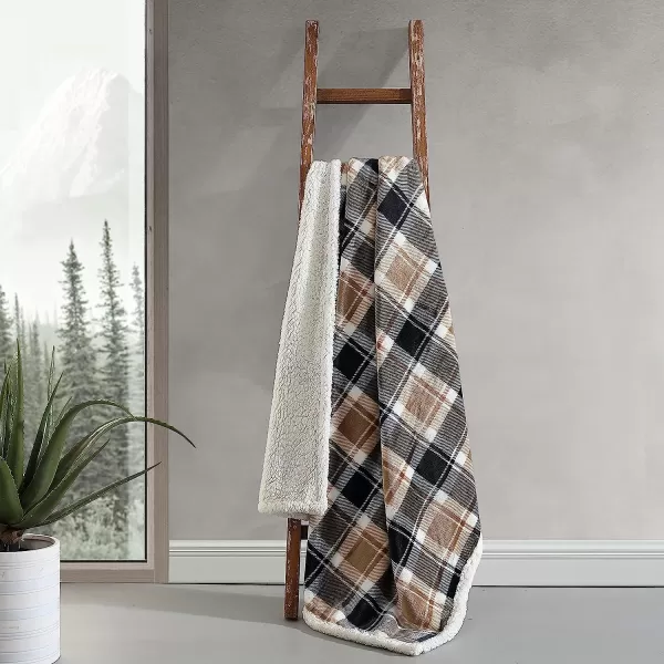 imageEddie Bauer UltraPlush Collection Throw BlanketReversible Sherpa Fleece Cover Soft amp Cozy Perfect for Bed or Couch Emperor PenguinRugged Plaid Beige