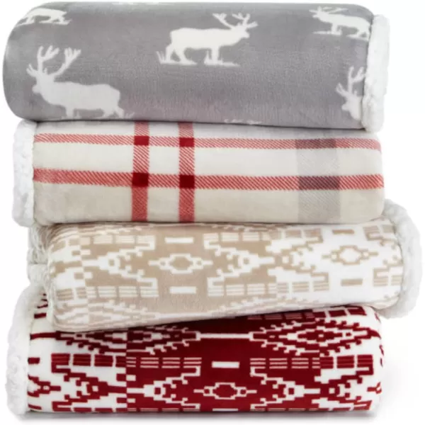 imageEddie Bauer UltraPlush Collection Throw BlanketReversible Sherpa Fleece Cover Soft amp Cozy Perfect for Bed or Couch Emperor PenguinSan Juan Red Clay