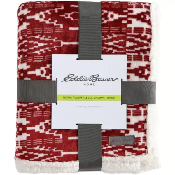 imageEddie Bauer UltraPlush Collection Throw BlanketReversible Sherpa Fleece Cover Soft amp Cozy Perfect for Bed or Couch Emperor PenguinSan Juan Red Clay