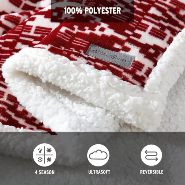 imageEddie Bauer UltraPlush Collection Throw BlanketReversible Sherpa Fleece Cover Soft amp Cozy Perfect for Bed or Couch Emperor PenguinSan Juan Red Clay