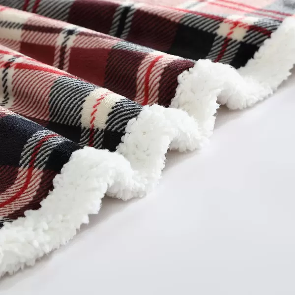 imageEddie Bauer UltraPlush Collection Throw BlanketReversible Sherpa Fleece Cover Soft amp Cozy Perfect for Bed or Couch Emperor PenguinTrailhead Plaid Red