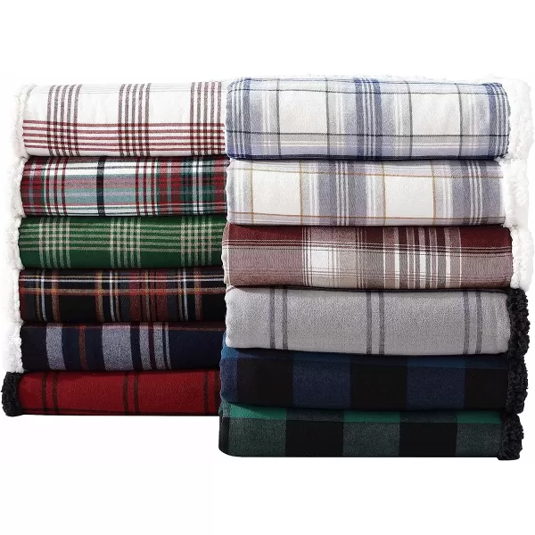 imageEddie Bauer UltraPlush Collection Throw BlanketReversible Sherpa Fleece Cover Soft amp Cozy Perfect for Bed or Couch Emperor PenguinTrailhead Plaid Red