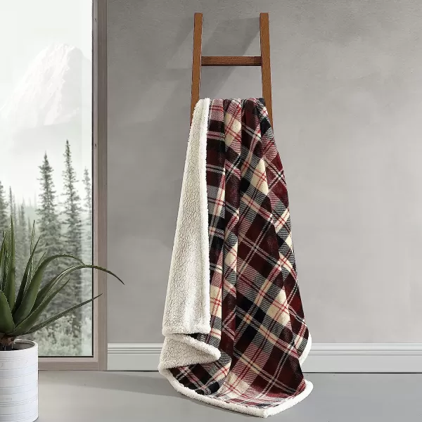 imageEddie Bauer UltraPlush Collection Throw BlanketReversible Sherpa Fleece Cover Soft amp Cozy Perfect for Bed or Couch Emperor PenguinTrailhead Plaid Red