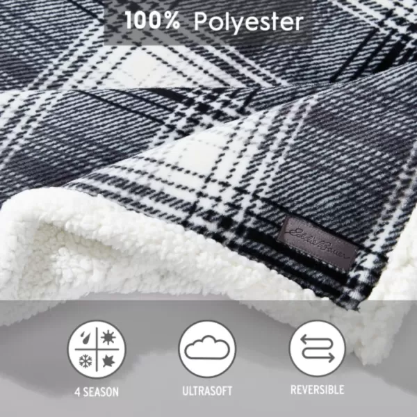 imageEddie Bauer UltraPlush Collection Throw BlanketReversible Sherpa Fleece Cover Soft amp Cozy Perfect for Bed or Couch Emperor PenguinVail Plaid CharcoalIvory
