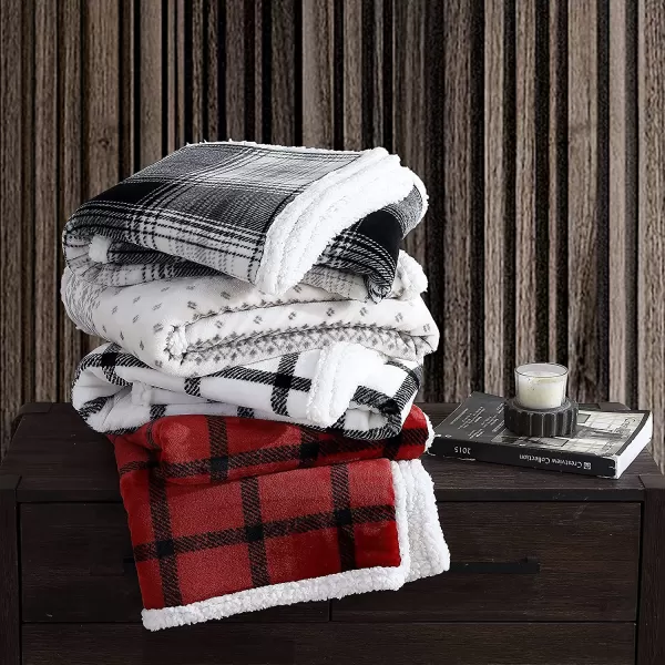 imageEddie Bauer UltraPlush Collection Throw BlanketReversible Sherpa Fleece Cover Soft amp Cozy Perfect for Bed or Couch Emperor PenguinVail Plaid CharcoalIvory