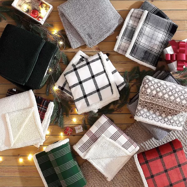 imageEddie Bauer UltraPlush Collection Throw BlanketReversible Sherpa Fleece Cover Soft amp Cozy Perfect for Bed or Couch Emperor PenguinVail Plaid CharcoalIvory