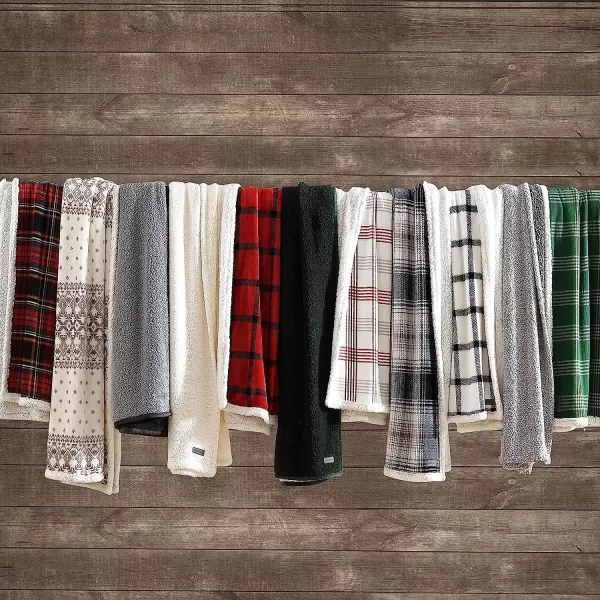 imageEddie Bauer UltraPlush Collection Throw BlanketReversible Sherpa Fleece Cover Soft amp Cozy Perfect for Bed or Couch Emperor PenguinVail Plaid CharcoalIvory