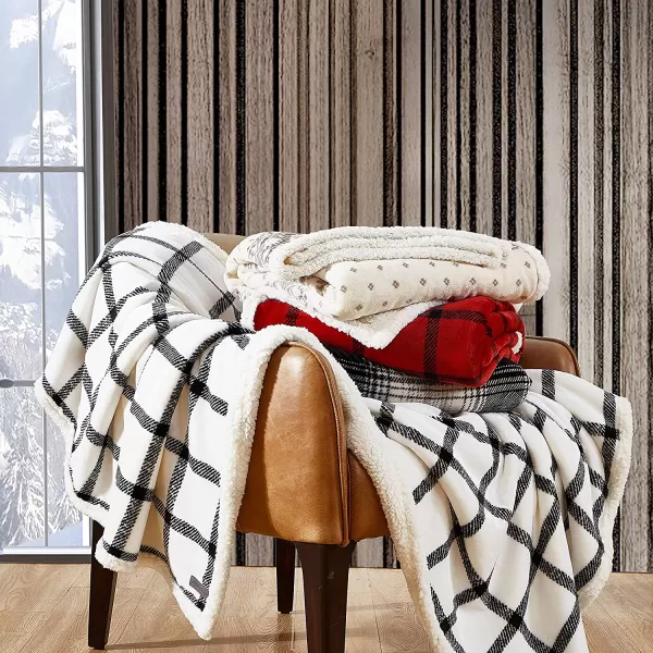 imageEddie Bauer UltraPlush Collection Throw BlanketReversible Sherpa Fleece Cover Soft amp Cozy Perfect for Bed or Couch Emperor PenguinVail Plaid CharcoalIvory