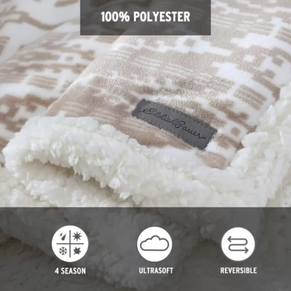 imageEddie Bauer UltraPlush Collection Throw BlanketReversible Sherpa Fleece Cover Soft amp Cozy Perfect for Bed or Couch Emperor PenguinWhite Brown