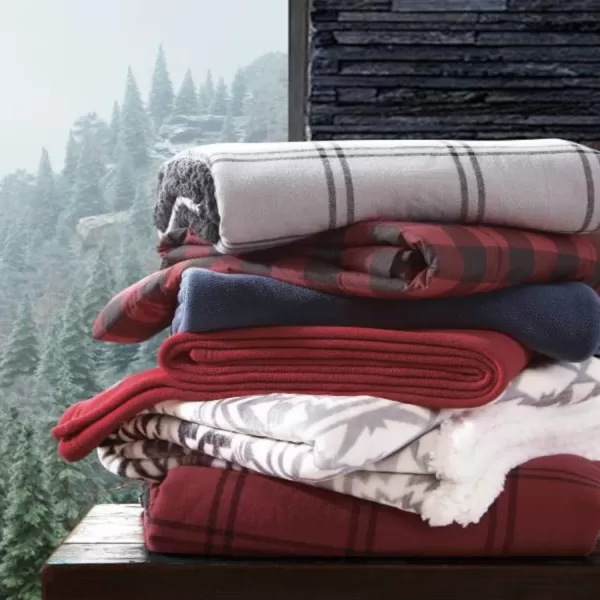 imageEddie Bauer UltraPlush Collection Throw BlanketReversible Sherpa Fleece Cover Soft amp Cozy Perfect for Bed or Couch RedDark SmokeThrow RedDark Smoke