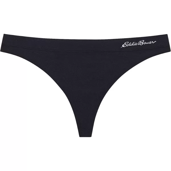 imageEddie Bauer Womens Active Stretch Thong Underwear with Elastic Waistband 3 PackBlackBlackBlack