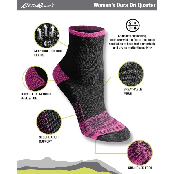 imageEddie Bauer Womens Dura Dri Moisture Control 6Pair Quarter SocksBlack Assorted 6 Pairs