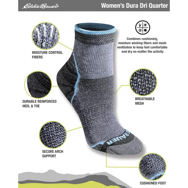 imageEddie Bauer Womens Dura Dri Moisture Control 6Pair Quarter SocksCharcoal Assorted Fr 6 Pairs