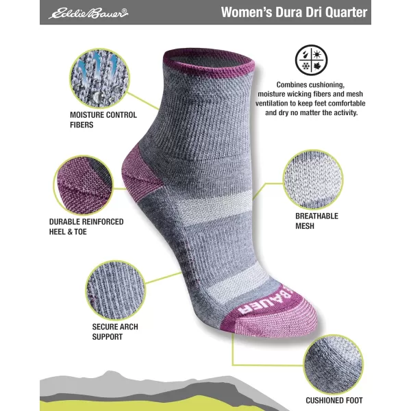 imageEddie Bauer Womens Dura Dri Moisture Control 6Pair Quarter SocksOatmeal Assorted 6 Pairs