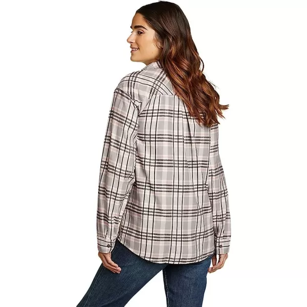 imageEddie Bauer Womens Firelight Flannel Shirt  BoyfriendRegular Frost Gray
