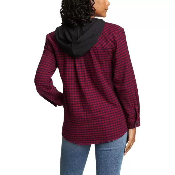 imageEddie Bauer Womens Flannel Hoodie Shirt JacketWine