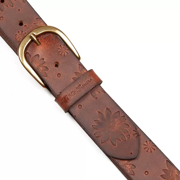 imageEddie Bauer Womens Floral Tooled Leather BeltTan