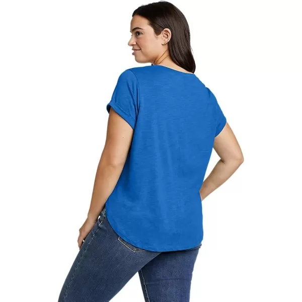 imageEddie Bauer Womens Gate Check ShortSleeve TShirtRegular Brilliant Blue