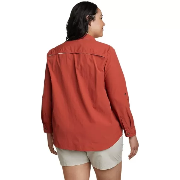 imageEddie Bauer Womens Mountain Ripstop LongSleeve ShirtPlus Red Clay