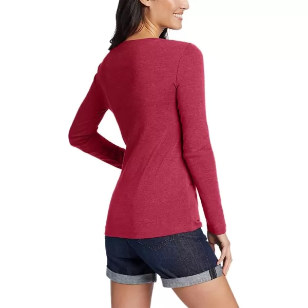 imageEddie Bauer Womens Stines LongSleeve VNeck TShirtDark Pink