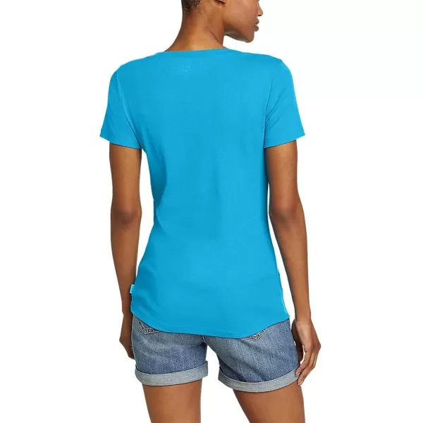 imageEddie Bauer Womens Stines ShortSleeve VNeck TShirtTropical Blue